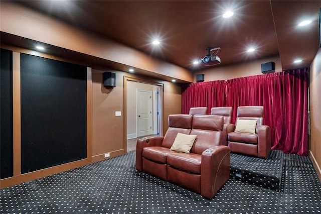 view of carpeted home theater