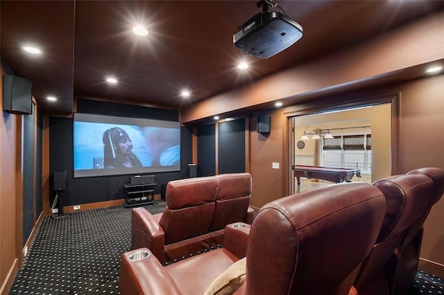 view of carpeted cinema room