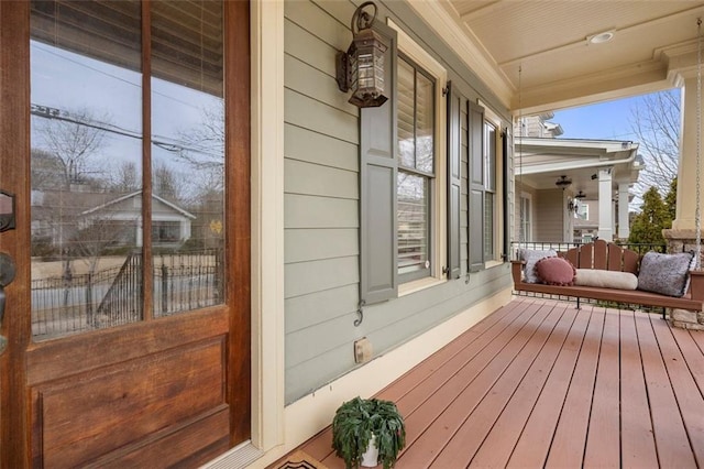 wooden deck with covered porch