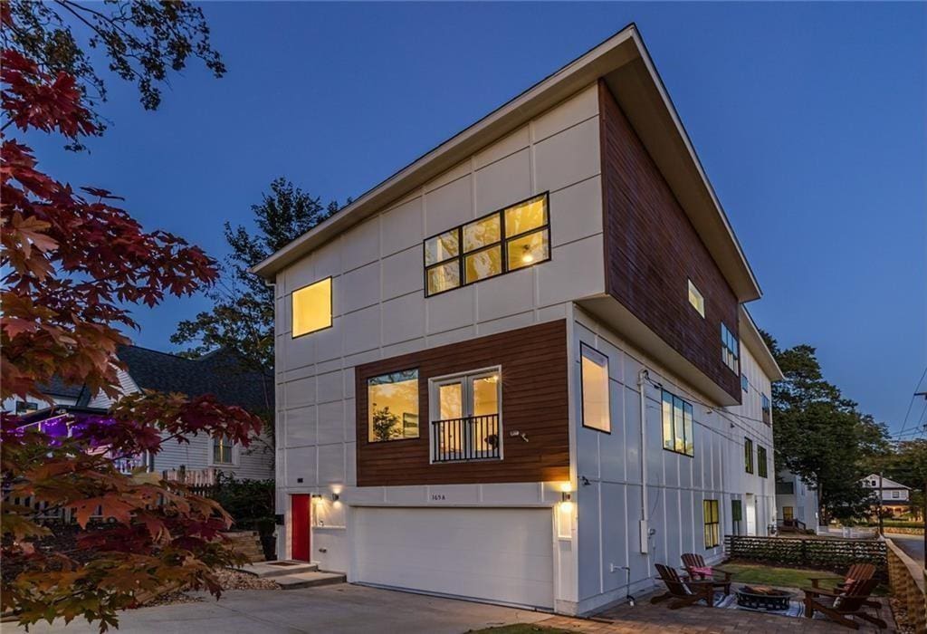 view of front of property with a garage