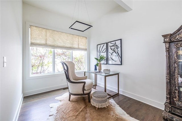 office area with dark hardwood / wood-style floors