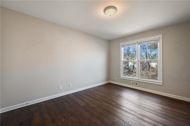 spare room featuring dark hardwood / wood-style floors