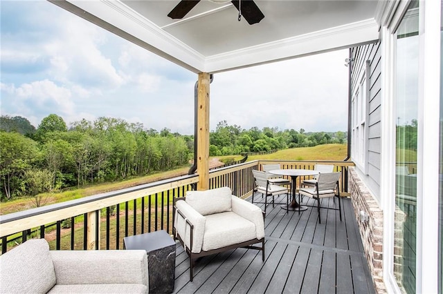 7505 Woolf Way, Cumming, GA 30028 - wooden terrace featuring outdoor dining space and a ceiling fan