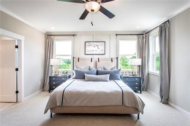 7505 Woolf Way, Cumming, GA 30028 - bedroom featuring light colored carpet, baseboards, and ceiling fan