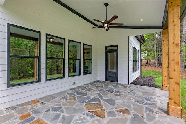 6449 Snelling Mill Rd, Flowery Branch, GA 30542 - view of patio with a ceiling fan