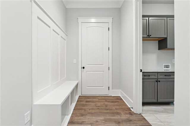 mudroom featuring light wood-type flooring