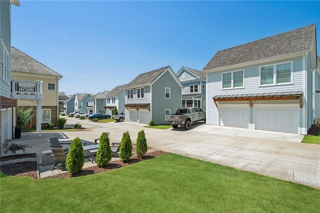 view of yard featuring a garage