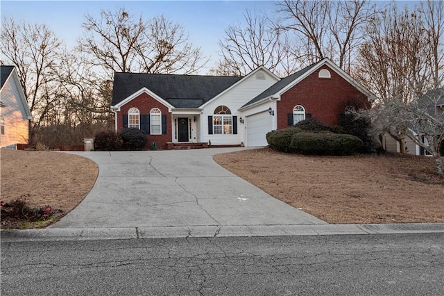 single story home with a garage