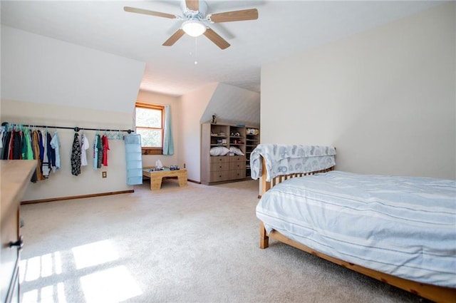 bedroom with carpet floors and ceiling fan