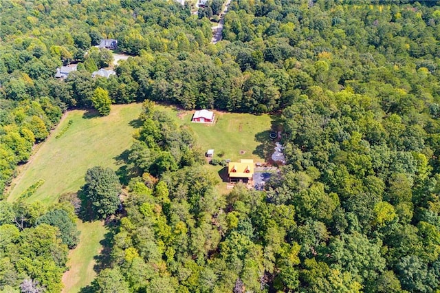 drone / aerial view with a forest view