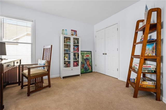 sitting room with light carpet