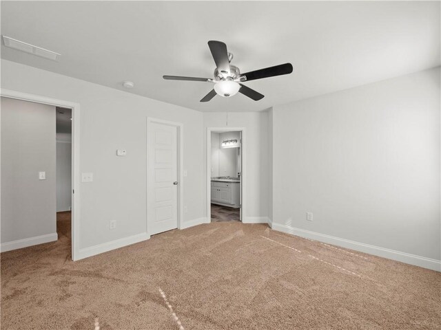 385 Finch Landing Rd, Winder, GA 30680 - unfurnished bedroom with carpet flooring, ensuite bathroom, baseboards, and ceiling fan