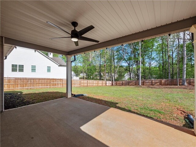 385 Finch Landing Rd, Winder, GA 30680 - view of patio with a fenced backyard and a ceiling fan