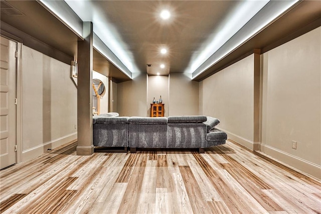 living room featuring light hardwood / wood-style floors