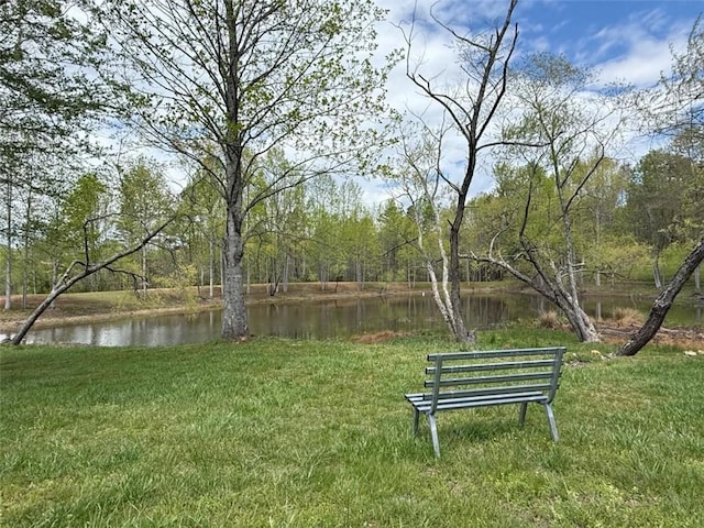 view of yard with a water view