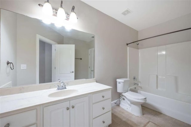 5737 Russell Ct, Douglasville, GA 30135 - full bathroom with vanity, tile patterned flooring, visible vents,  shower combination, and toilet