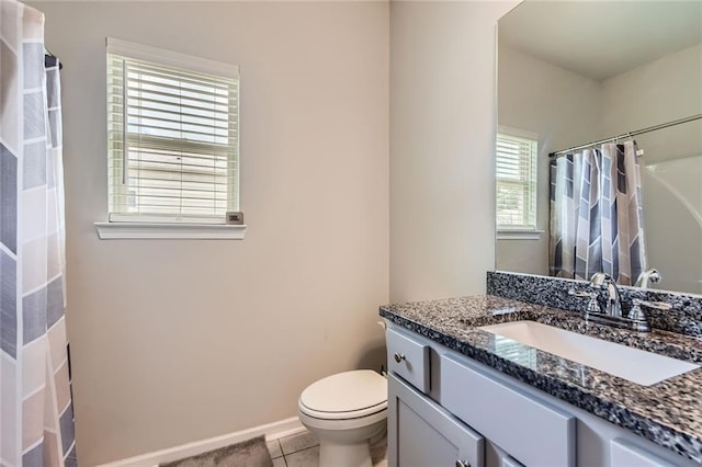 2486 Bear Mountain St, Lithonia, GA 30058 - full bath with vanity, tile patterned floors, and curtained shower