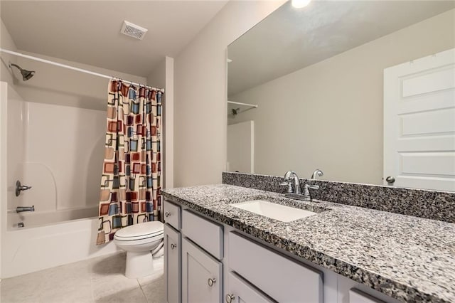 2486 Bear Mountain St, Lithonia, GA 30058 - full bathroom with vanity, shower / tub combo with curtain, and tile patterned flooring