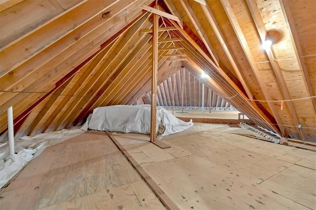 view of unfinished attic