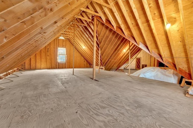 view of unfinished attic