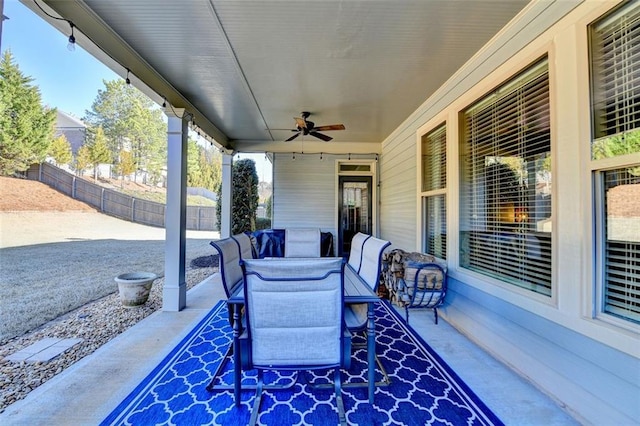 view of patio with ceiling fan