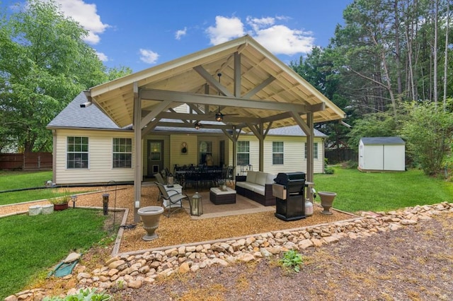 2277 Lazy Days Rd, Dacula, GA 30019 - view of patio / terrace with an outdoor living space, area for grilling, and a ceiling fan