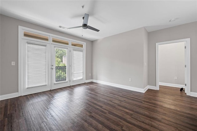 840 United Ave SE Unit 401, Atlanta, GA 30312 - spare room with ceiling fan, baseboards, and dark wood-style flooring