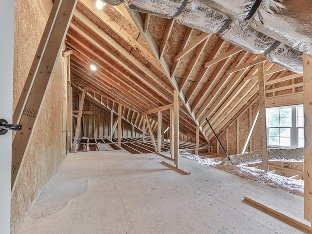 view of unfinished attic