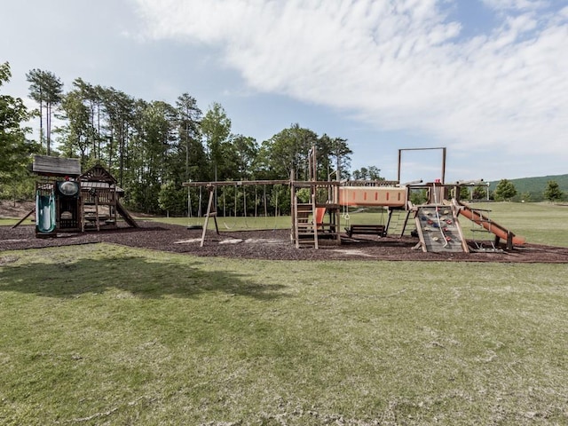 communal playground with a yard