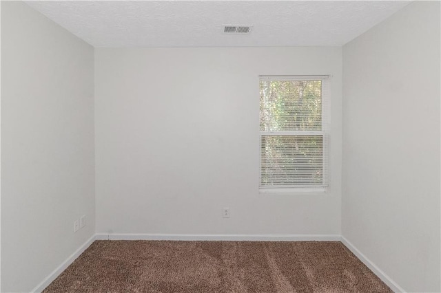 empty room with carpet flooring and a textured ceiling