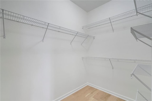 spacious closet with visible vents and light wood-style floors