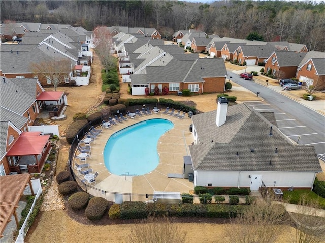 aerial view with a residential view