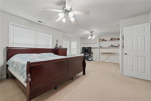 2545 Gatewater Ct, Cumming, GA 30040 - bedroom featuring light colored carpet, a ceiling fan, and baseboards