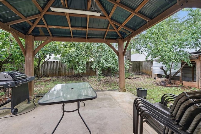 2545 Gatewater Ct, Cumming, GA 30040 - fenced backyard with a gazebo, grilling area, and a patio