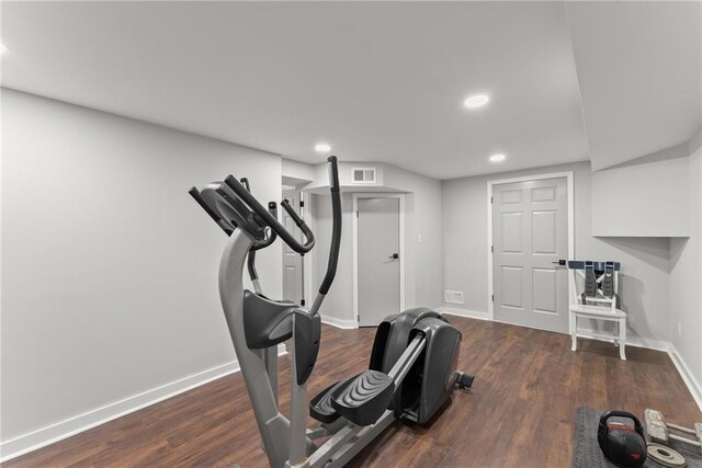 1283 Woodleigh Rd SW, Marietta, GA 30008 - exercise room with dark hardwood / wood-style flooring