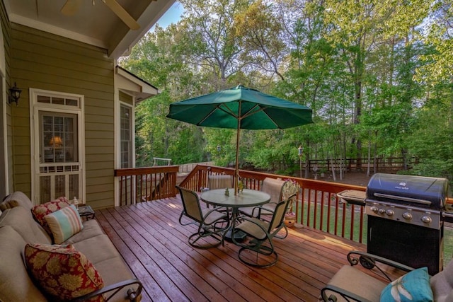 deck featuring area for grilling