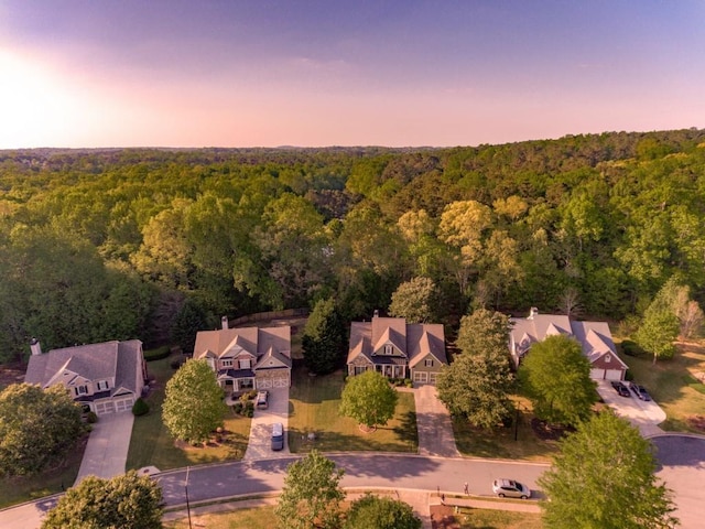 view of aerial view at dusk