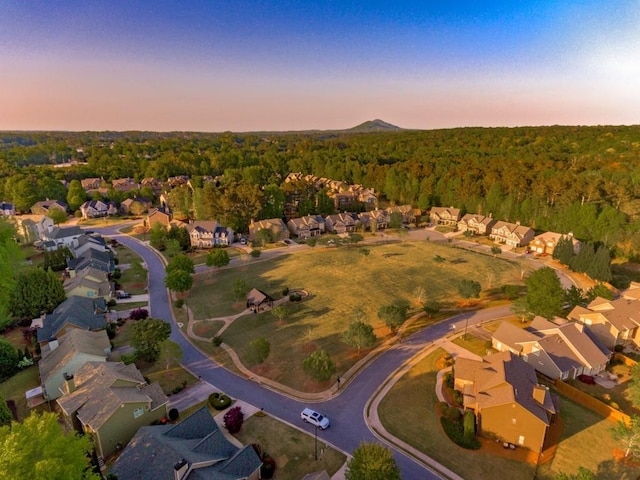 view of aerial view at dusk