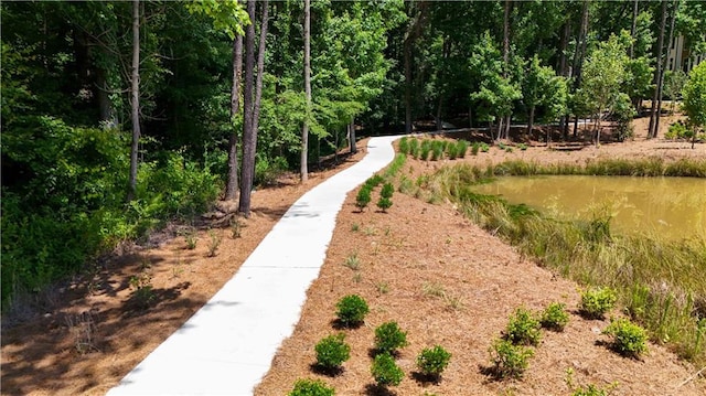 surrounding community featuring a water view