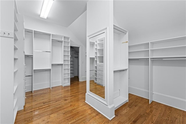 walk in closet featuring wood finished floors