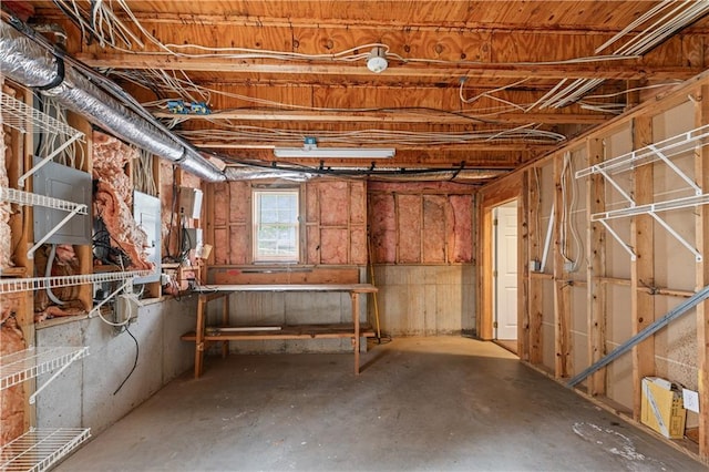 basement featuring electric panel