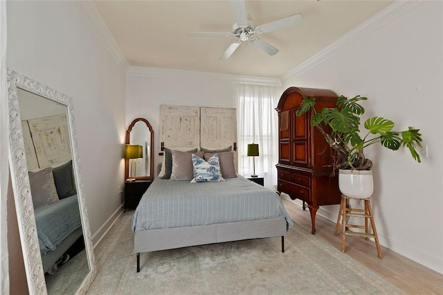 3777 Peachtree Rd NE Unit 1227, Brookhaven, GA 30319 - bedroom featuring crown molding, ceiling fan, and wood finished floors