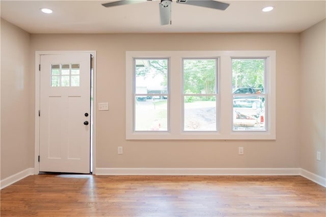 45 Driskell Ave, Mableton, GA 30126 - foyer featuring healthy amount of natural light, light wood-style floors, a ceiling fan, and recessed lighting