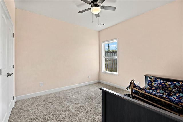 bedroom with carpet floors and ceiling fan