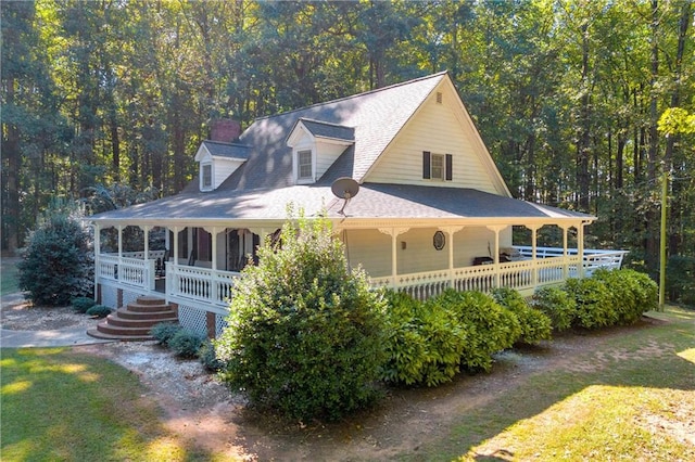 view of home's exterior featuring a porch