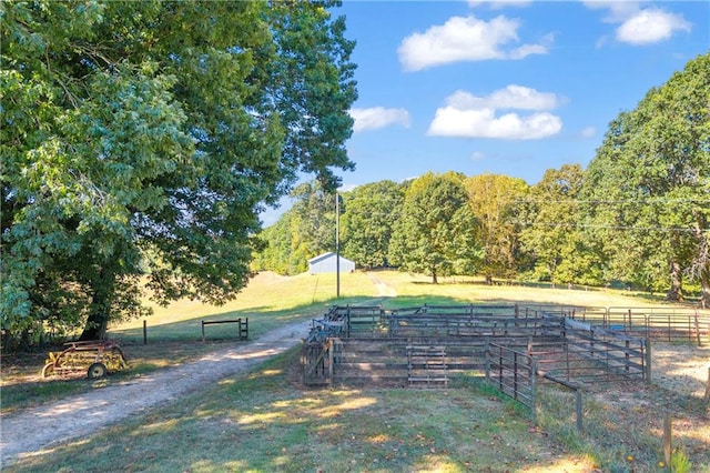 view of yard with a rural view