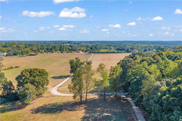 birds eye view of property featuring a rural view