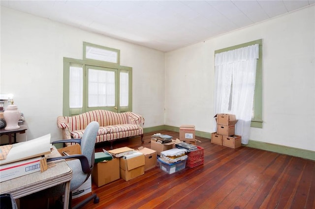 misc room with dark hardwood / wood-style floors