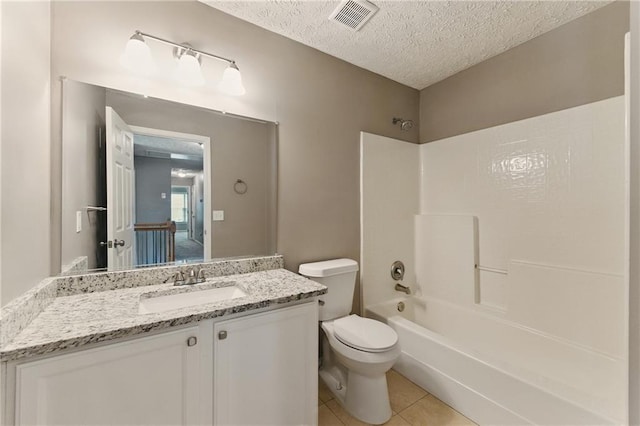 2154 Marne Gln NW, Kennesaw, GA 30152 - full bath with toilet, vanity, tile patterned flooring, a textured ceiling, and bathing tub / shower combination