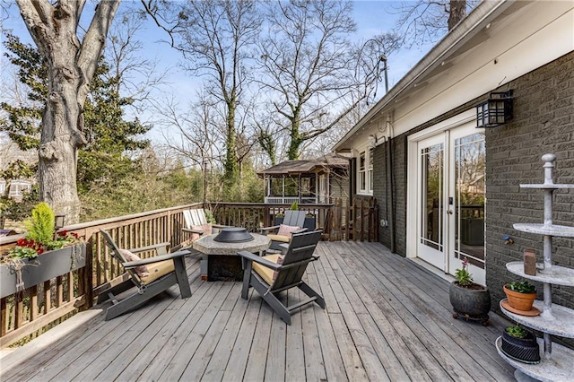 deck featuring a gazebo